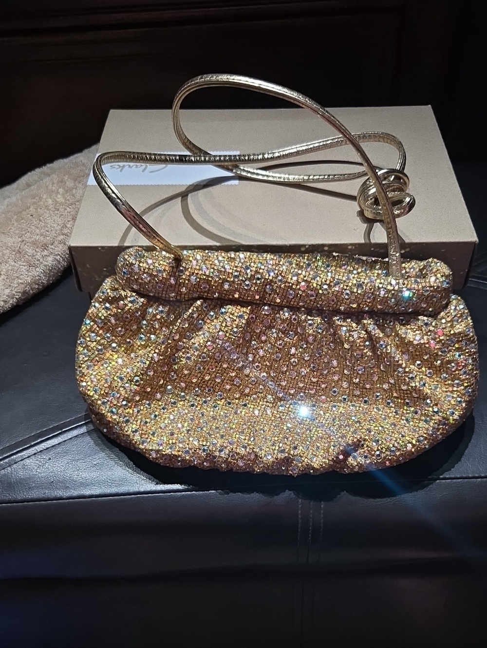Rita Diana for Mylinka ~ Gold Crystal-Embellished Evening Clutch Shoulder Strap